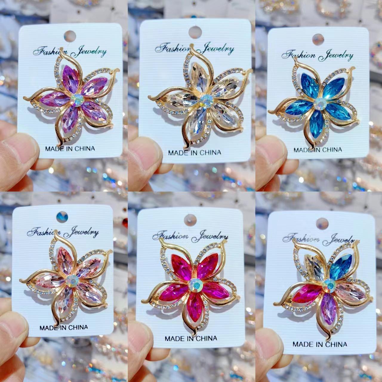 韩版花卉胸针时尚百搭合金镶钻