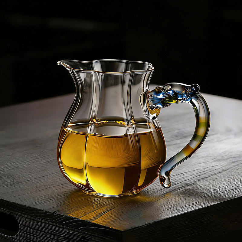 玻璃加厚公道杯家用分茶器琉璃龙把公杯耐热高档功夫泡茶用的茶具