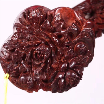 批发小叶紫檀全独板花鸟如意摆件 配玻璃罩长期有货家居木质工艺