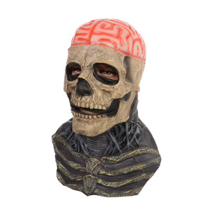 幽灵骑士骷髅面具动嘴巴乳胶头套红脑头颅骨面罩惊魂生化危机脸谱