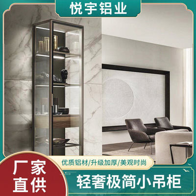 挂墙玻璃壁柜轻奢极简家具铝合金置物架储物餐边柜客厅厨房小吊柜