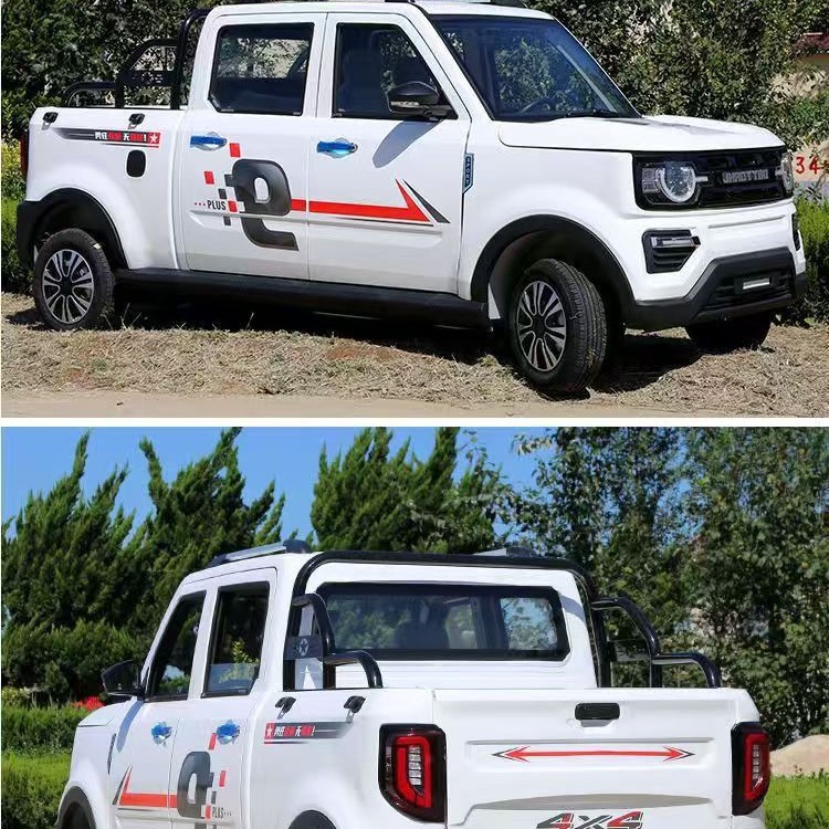 山区大功率四轮电动 家用四人座成人带斗货车加长版双排皮卡