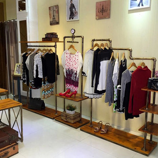 架落地式 店展示架服装 挂衣架工业风 高等铁艺复古水管做旧服装 新款