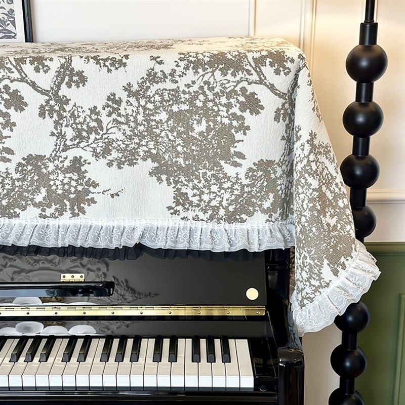 季卡芙法式钢琴罩中古风盖布提花防尘罩欧式盖巾钢琴装饰保护罩
