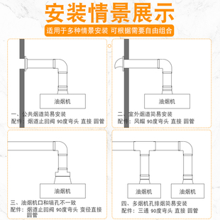 160/180pvc管厨房油烟机排烟管下排水管烟道弯头三通接头管材配件