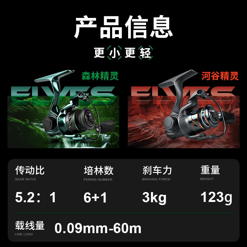 凯登司微物纺车轮路亚竿小号鱼线轮迷你纺车轮斜口金属线杯