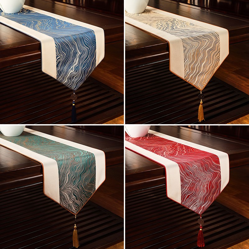桌旗中式新中式茶台布艺长条简约现代茶席防水茶桌布茶旗垫布定制