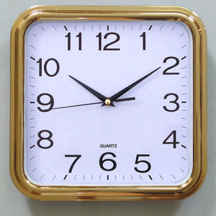 常胜 368 厂家供应HIPS耐冲时钟 金色塑料方形挂钟 方形时钟批发