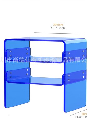 别致亚克力茶几/床头柜/床头亮蓝色三层储物紧凑设计现代空间实用