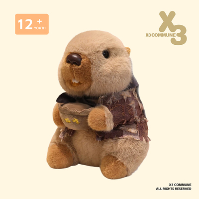 X3COMMUNE 可爱毛绒土拨鼠卡皮巴拉水豚公仔学生玩偶情侣陪伴玩具