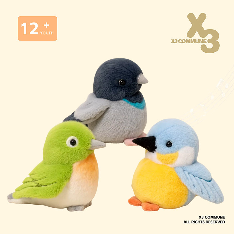 X3COMMUNE 会叫仿真小鸟玩偶麻雀公仔毛绒摆件挂件送女生日礼物 - 实物图