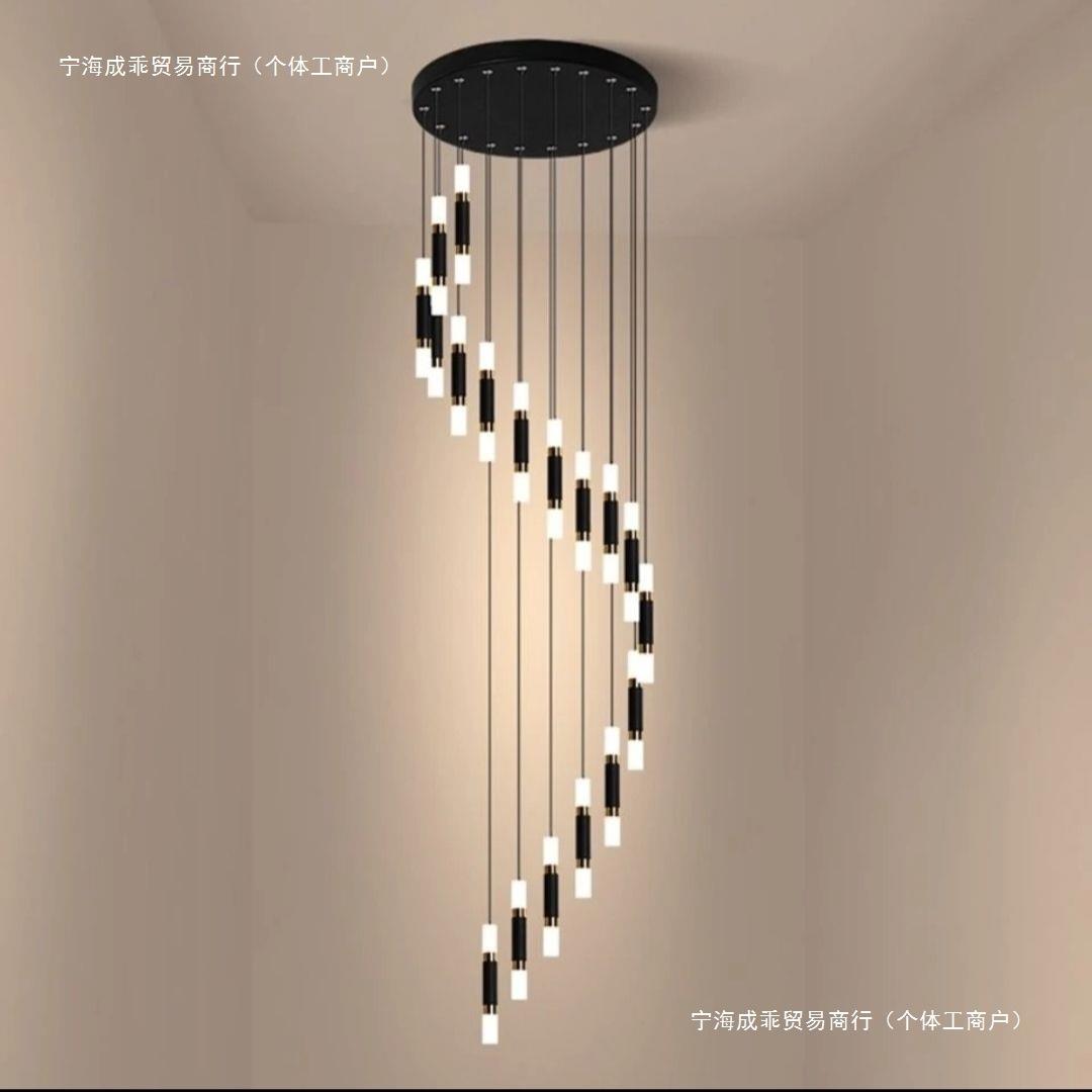 2025款旋转楼梯吊灯现代北欧客厅复式简约中空loft别墅复式楼公寓