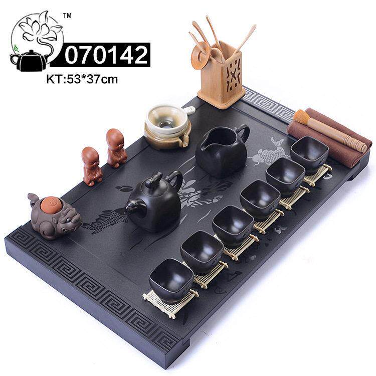 070B乌金石茶盘套装全自动一体茶台烧水壶家用带电磁炉功夫茶具海