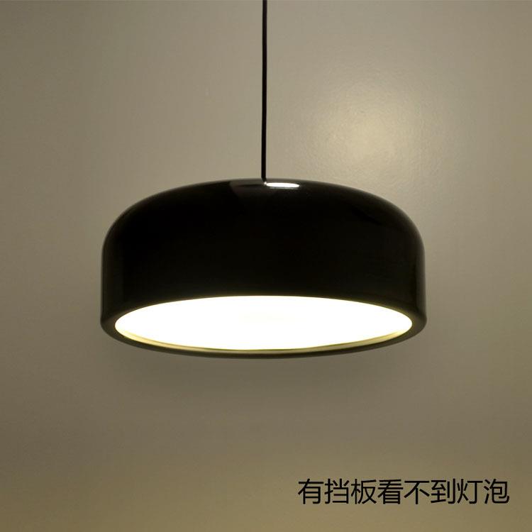 吊灯现代简约单头单个北欧办公室灯彩色罩吧台锅盖工矿灯灯罩灯具