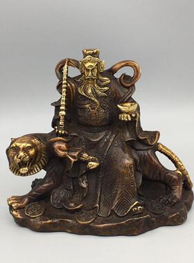 仿古铜武财神爷赵公明神像骑虎像家居店铺供奉财神铜摆件