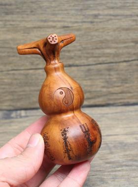 老料雷击枣木福禄葫芦雕刻摆件手把件把玩道家法器摆饰量大接单