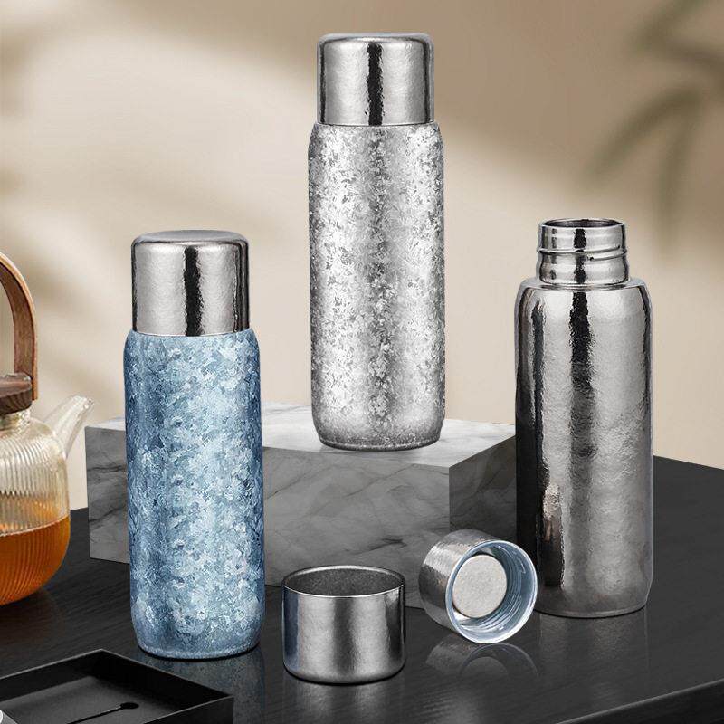 磁吸盖双层纯钛保温杯女抑菌颜值钛杯双盖外出携带茶杯焖茶杯