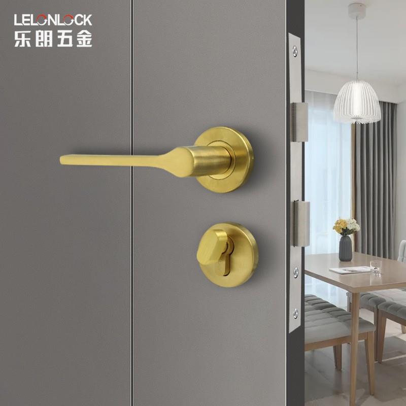 工厂不锈钢门锁 简约分体锁 室内房间磁吸静音门锁卧室木门锁