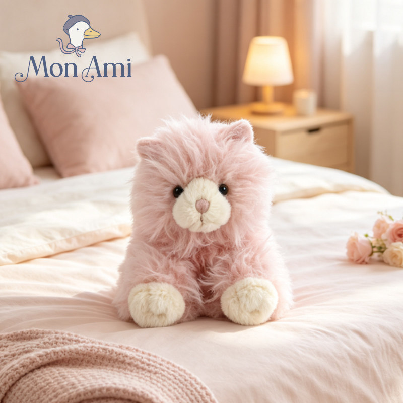 美国monami莫奈美粉猫可爱治愈毛绒小猫玩偶送礼玩具宝宝陪伴玩具