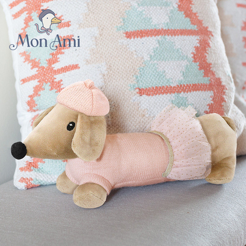 美国monami莫奈美法国腊肠犬蒙雪丽毛绒玩偶儿童安抚玩具礼物公仔