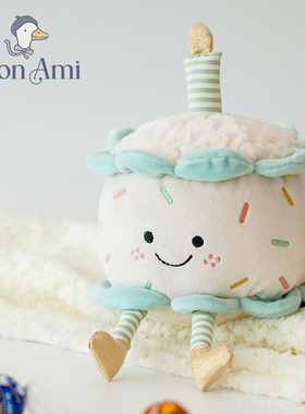 明星同款美国monami莫奈美蓝白色生日蛋糕毛绒玩具玩偶年货节礼物