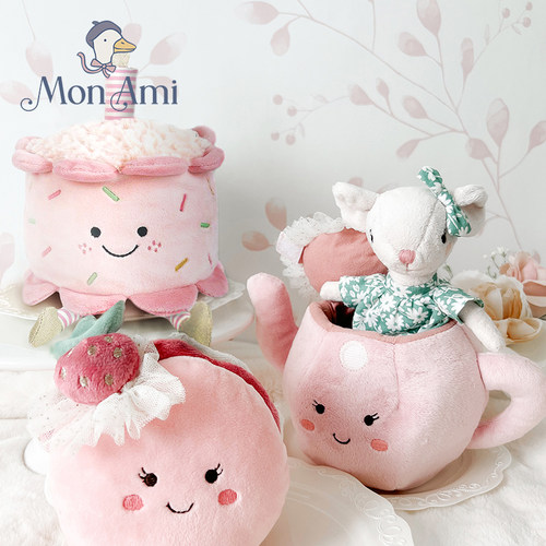 monami趣味生日蛋糕形状毛绒玩偶