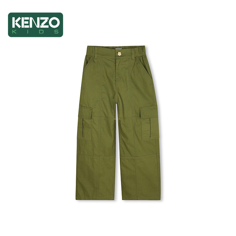 【季末特惠】KENZO KIDS童装儿童休闲工装军绿宽松长裤K61324图片