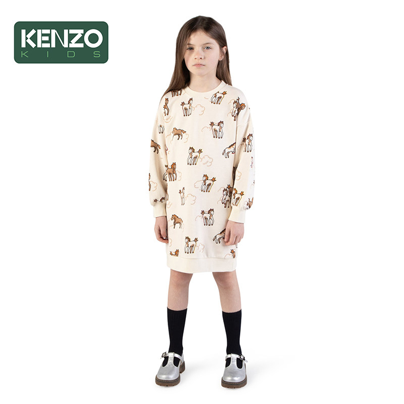 【早秋甄选】KENZO KIDS童装女童休闲印花卫衣连衣裙K61581