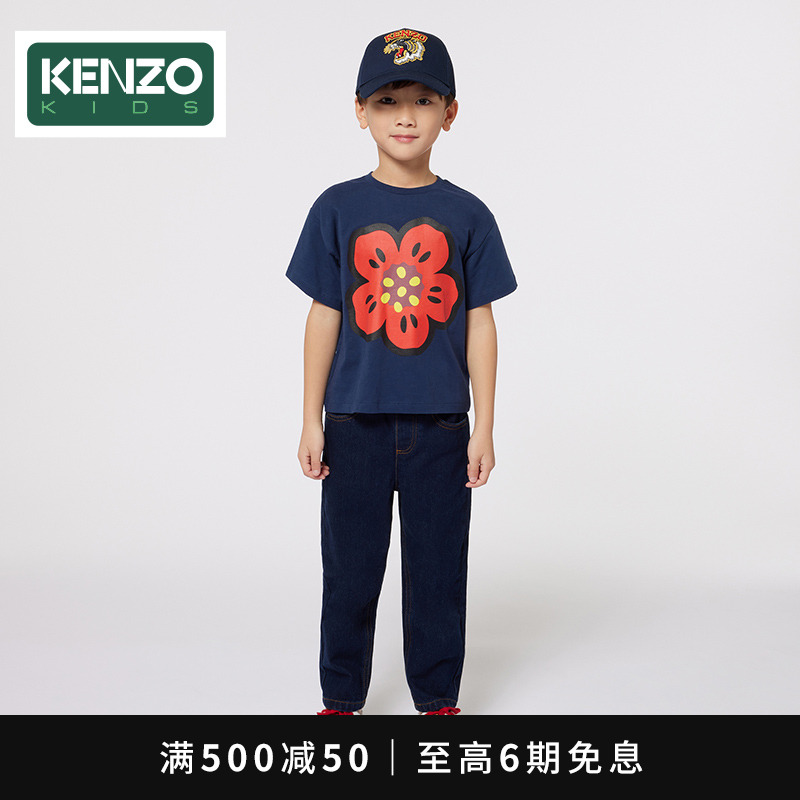 KENZO KIDS童装春夏儿童经典海棠花短袖舒适T恤衫K60739