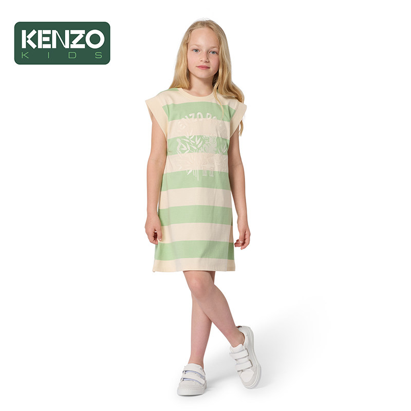 【季末特惠】 KENZO KIDS童装女童休闲条纹无袖连衣裙K61739