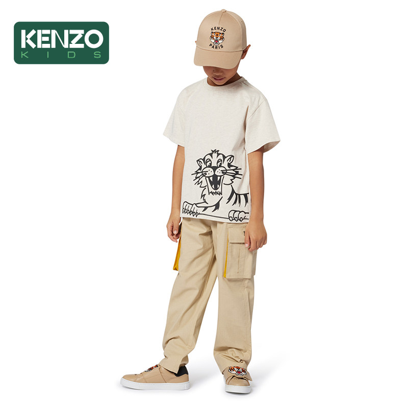 【季末特惠】 KENZO KIDS童装儿童休闲工装宽松卡其长裤K61403