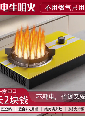 华火旋钮款单灶新款Mini电火灶3000W大功率电焰灶公寓户外神器