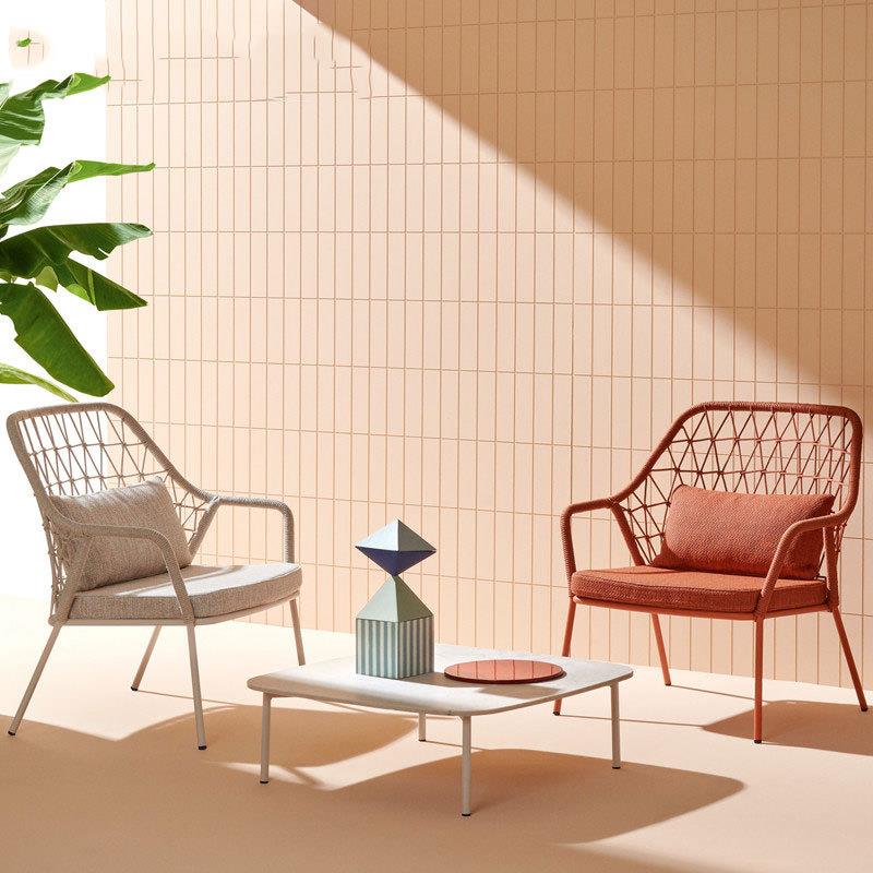 户外藤编沙发阳台小沙发花园庭院民宿北欧藤编藤椅子茶几组合家具