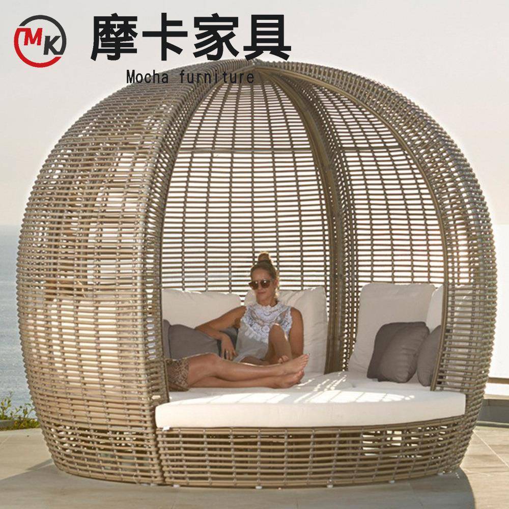 户外休闲藤编躺床鸟笼圆床花园露天庭院别墅酒店度假村沙发家具
