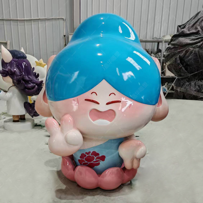 大型玻璃钢雕塑定制卡通公仔吉祥物IP形象户外商场美城景观装饰