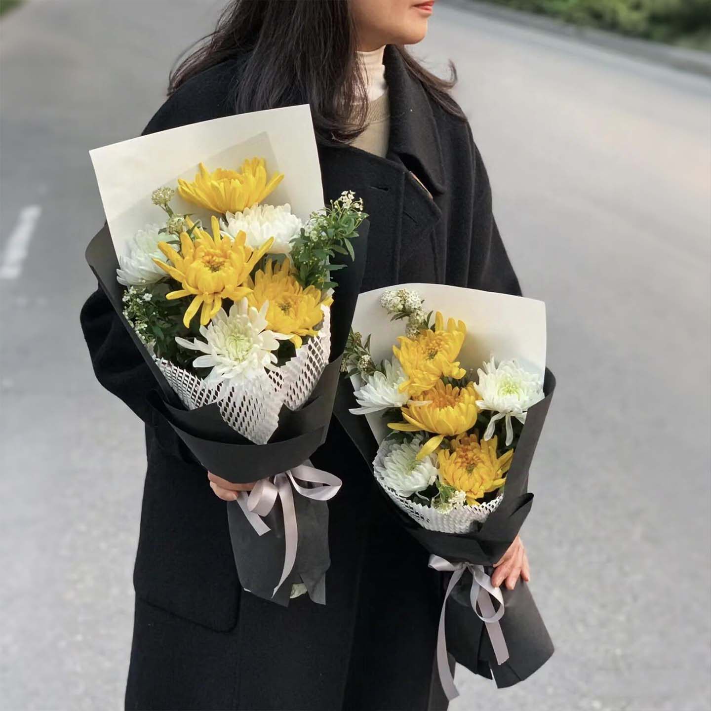 【全国小时达】黄白菊花鲜花花束