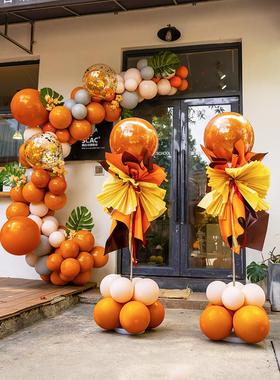 橙色气球链拱门立柱氛围装饰店面开业毕业季商场活动场景布置用品