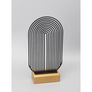 豪克创艺家居欧式轻奢金属黑色屏风装饰摆件样板房售楼部玄关