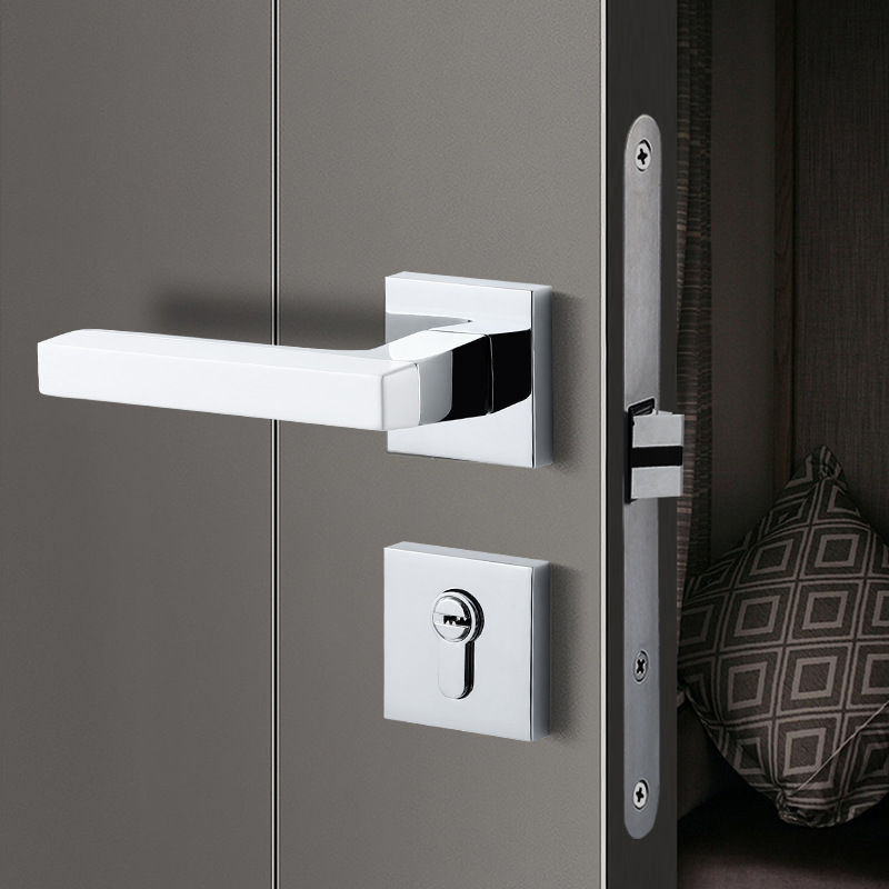 简约门锁室内卧室静音门锁锌合金分体锁家用木门金属门锁厂家批发