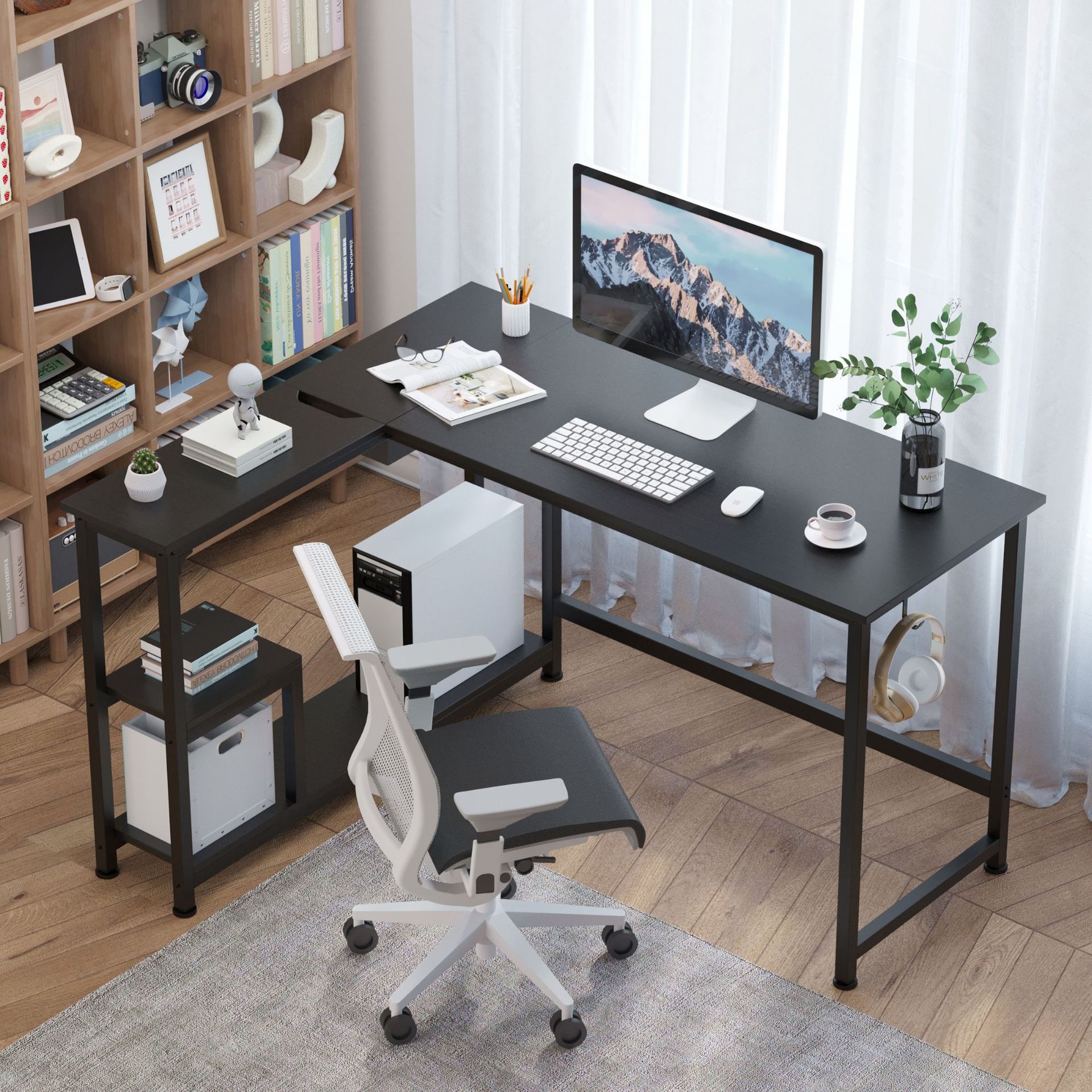 转角台式电脑桌现代简约大容量家用靠墙办公桌卧室飘窗学生学习桌