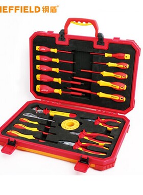 钢盾S158024 19件套综合绝缘组套绝缘螺丝刀绝缘钳子套装电工工具