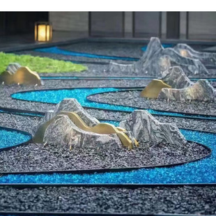 黑色砾石尖角小石头水洗石米铺路石庭院枯山水造景碎石子花园装饰