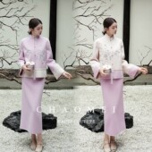 年终特惠 双面可穿刺绣100羊毛双面呢套装 玉娇娥 国风新中式