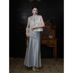 醋酸刺绣双面穿马甲半裙套装 MOPASSANT 女 新中式 清禾 7上新