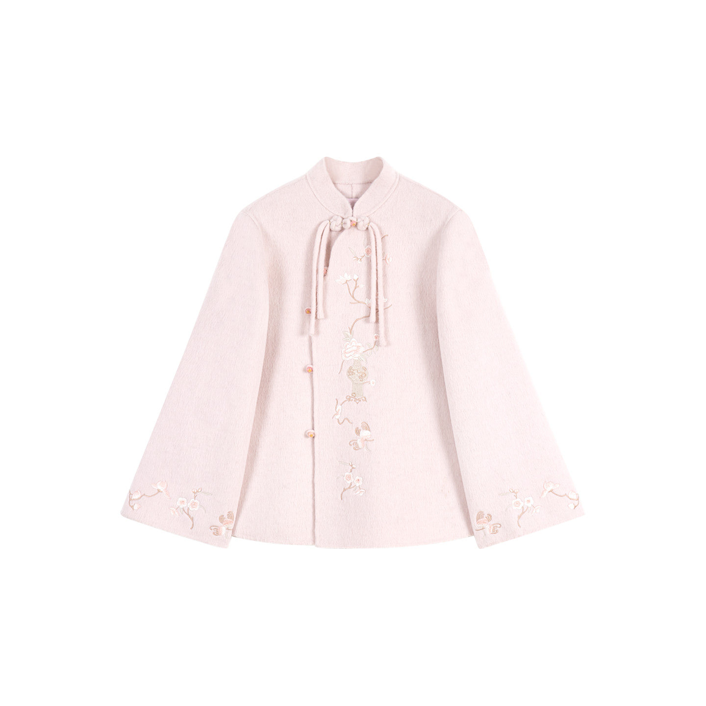 【杏花微雨】冯（CHAOMEI 国风新中式女装水粉色绵羊毛双面呢套装,女装/女士精品,汉服套装,淘宝优惠券,粉丝福利购,淘宝优惠卷