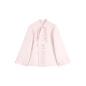 女装 水粉色绵羊毛双面呢套装 CHAOMEI 国风新中式 杏花微雨 冯