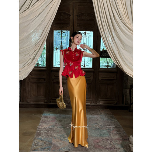 MOPASSANT【金棠吟月】新中式夏季婚礼订婚敬酒服套装