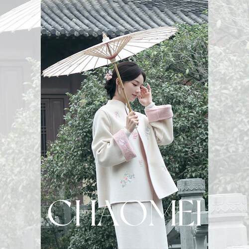 MOPASSANT【水蜜桃】新中式国风刺绣羊毛双面呢外套+半裙套装