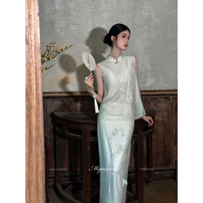 MOPASSANT【寄南枝】新中式夏季亚麻料蕾丝刺绣汉服套装