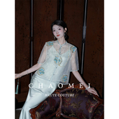 青黛 新中式 清冷感湖心绿绣花纱短袖 年终特惠 吊带裙套装